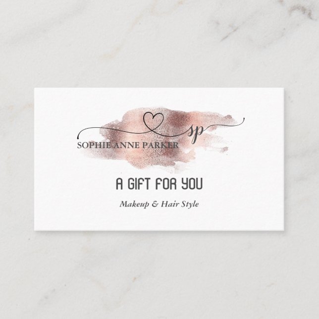 Cartão De Fidelidade Salão de Beleza Profissional Dourada da Caligrafia (Frente)