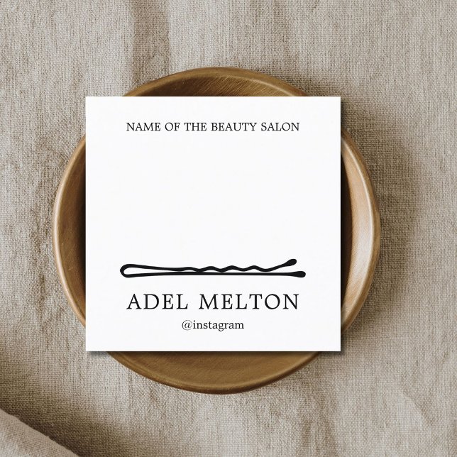 Cartão De Fidelidade Salão de Pinos Brancos Pretos e Elegantes Modernos (Criador carregado)