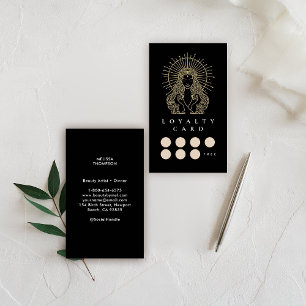Cartão De Fidelidade Salon Makeup Hair Unhas Mystic Tarot Dourado Black