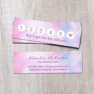 Cartão De Fidelidade Salon Spa Unicorn Ombre Glitter 6 Punch Loyalties