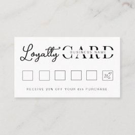 Cartão De Fidelidade Script inicial branco minimalista