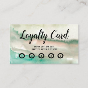 Cartão De Fidelidade script simples WATERCOLOR Flat Loyalty Card