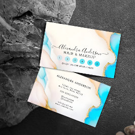 Cartão De Fidelidade Scripts Holográficos de Senha Agate Marble Salon