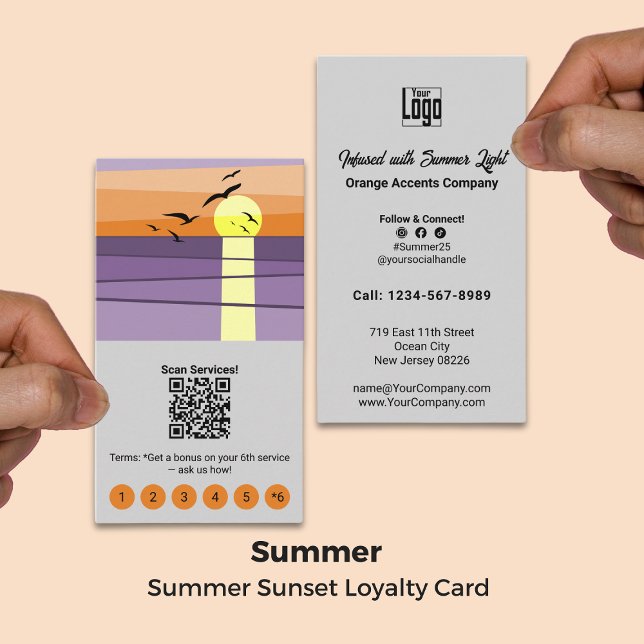Cartão De Fidelidade Serviço de Modelo de Design Sunset Summer (Summer Sunset Design Template Service Loyalty Card)