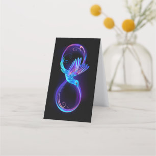 Cartão De Fidelidade Símbolo Neon Infinity com Hummingbird brilhante