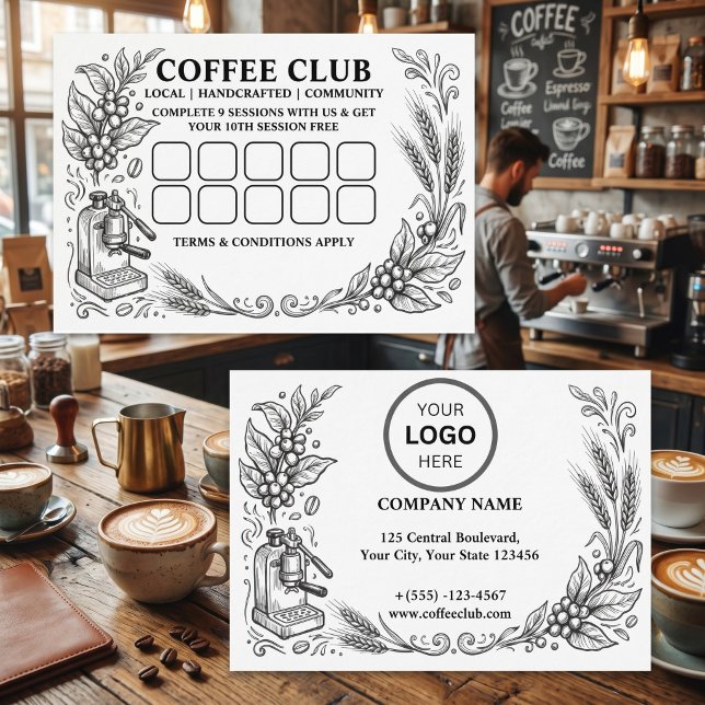 Cartão de Fidelidade Simples com Logotipo e Texto (Criador carregado)