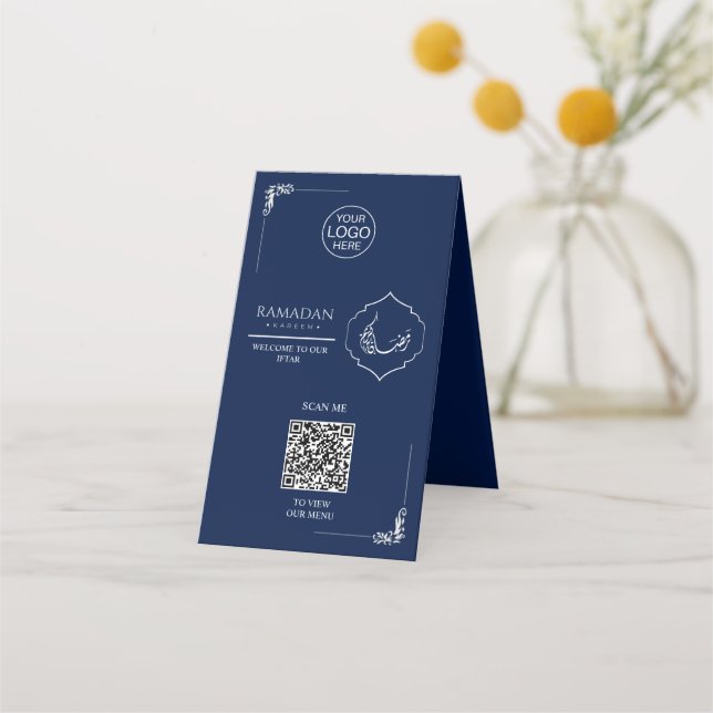 Cartão De Fidelidade Sinal de Mesa QR Code Ramadan Kareem (Frente)