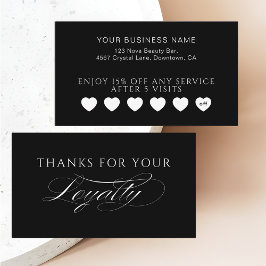 Cartão De Fidelidade Sleek Black Modern Hearts Customer Loyalty Cards