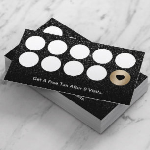 Cartão De Fidelidade Spray Tanning Salon Modern Black Glitter Lealdade