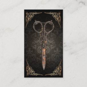 Cartão De Fidelidade Steampunk Scissor o cabeleireiro do damasco do