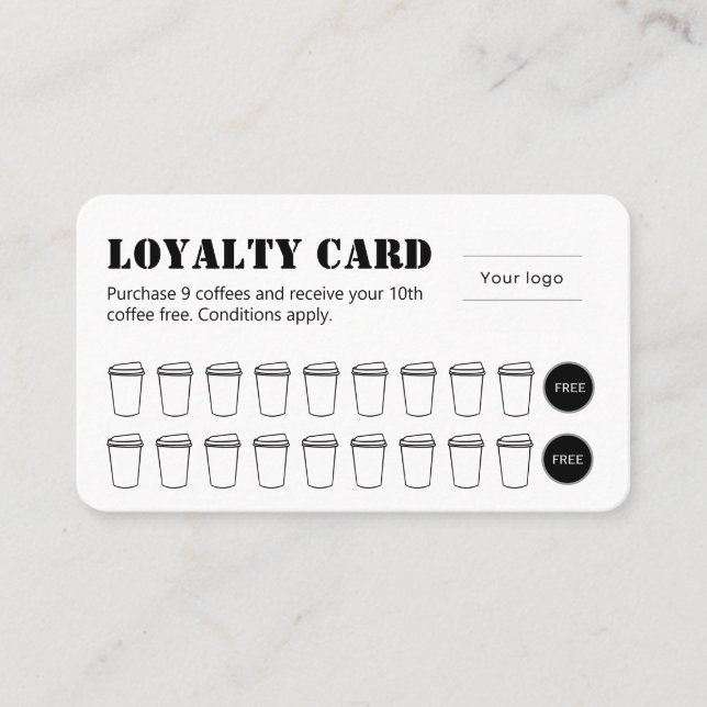 Cartão De Fidelidade Stencil Typography Coffee Loyalty Card (Frente)