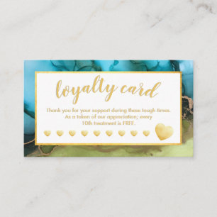 Cartão De Fidelidade Teal Gold Foil Hearts Salon Loyalty Card