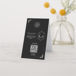 Cartão De Fidelidade Tenda de Mesa com Código QR do Ramadão Preto | Sin
