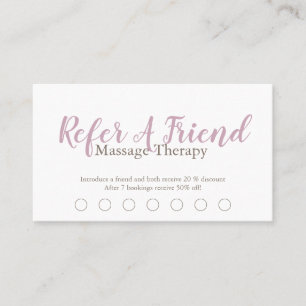 Cartão De Fidelidade Terapeuta de Massagem Moderna Roteiro Rosa Bege