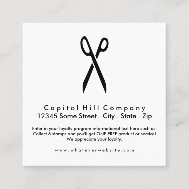 Cartão De Fidelidade tesoura de cabelo de lealdade (Frente)