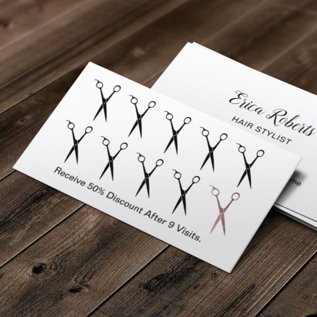 Cartão De Fidelidade Tesoura Hair Stylist Simples de Lealdade Simples (Criador carregado)
