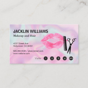 Cartão De Fidelidade Tesoura Lipstick Kiss Salon  Lealdade