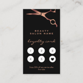 Cartão De Fidelidade Tesoura Preta de Cobre Preta do Cabeleireiro Compr