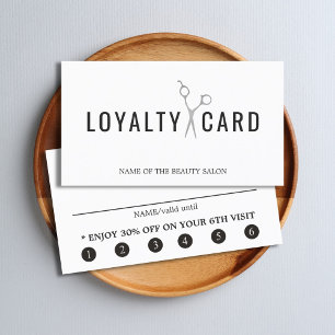 Cartão De Fidelidade Tesouras de Prata Brancas Elegantes Negrito