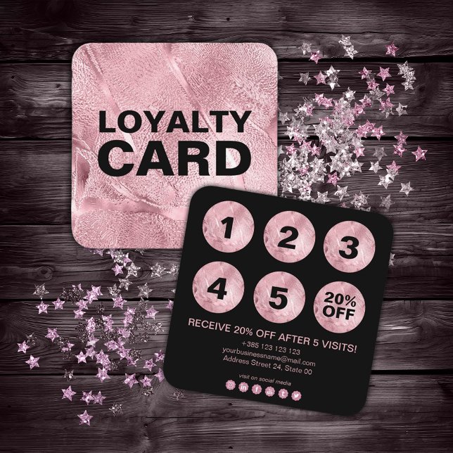 Cartão De Fidelidade Tinta brilhante rosa elegante (Criador carregado)