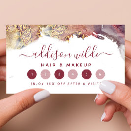 Cartão De Fidelidade Tinta De Aquarela Líquida De Arte Moderna Roxa E D