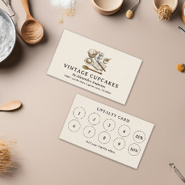 Cartão De Fidelidade Utensílios de Cozinha Listrados Vintage Padaria