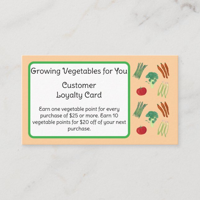 Cartão De Fidelidade Vegetable Theme Customer Loyalty Cards (Frente)