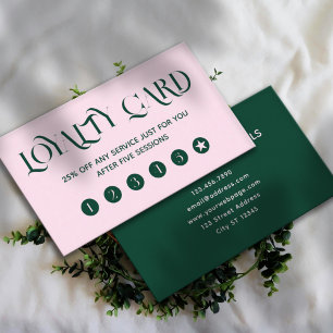 Cartão De Fidelidade Verde pastel rosa minimalista limpo
