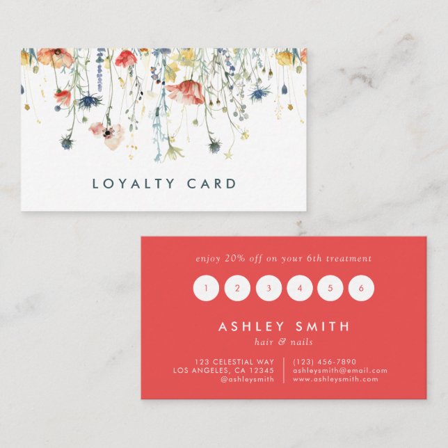 Cartão De Fidelidade Vibrant Wildflower (Frente/Verso)