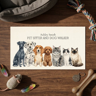 Cartão De Fidelidade Watercolor Dog Groomer Pet Care Business Card