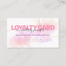 Cartão De Fidelidade Watercolor Rosa Dourada Unhas Beleza Salão