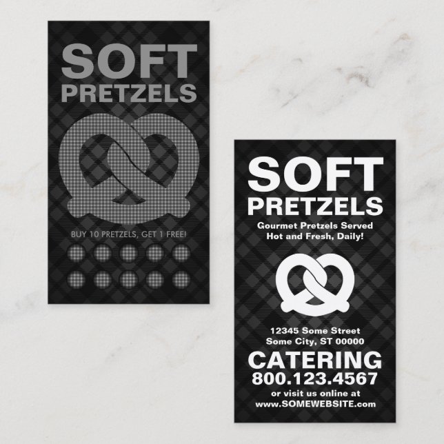 Cartão De Fidelidade xadrez com ponteiro de pretzel flexível (Frente/Verso)