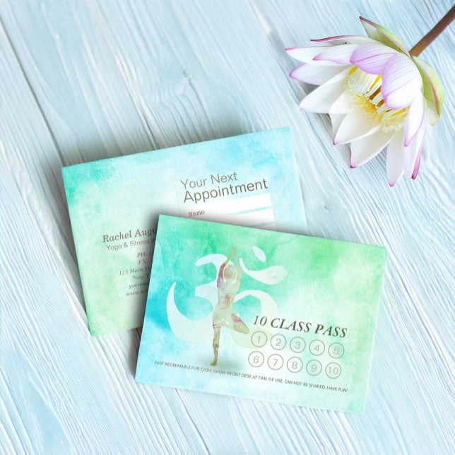 Cartão De Fidelidade YOGA 10 Classe Pass Appoint Meditation Pose Om (Criador carregado)