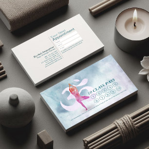 Cartão De Fidelidade YOGA 10 Classe Pass Appoint Meditation Pose Om