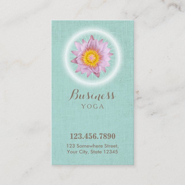 Cartão De Fidelidade Yoga e Meditação Lotus Flower Mint Linen Lealdade (Frente)