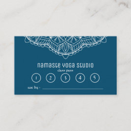 Cartão De Fidelidade Yoga Meditation Class Pass Teal Handrawn Mandala
