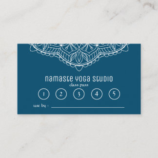 Cartão De Fidelidade Yoga Meditation Class Pass Teal Handrawn Mandala