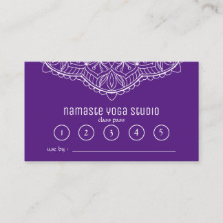 Cartão De Fidelidade Yoga Meditation Pass Purple Handrawn Mandala