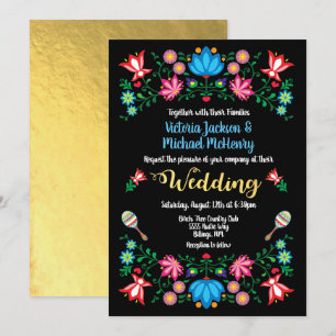 Cartão de Fiesta de Casamento Mexicano Gold Foil 