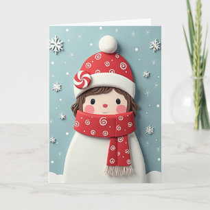 Cartão de Figura de Inverno em Feltro Doce