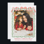 Cartão de Fita de Natal Holly Holly do Grande Milê<br><div class="desc">Esta placa de Natal tem um design pré-disquete do milênio apresentando uma estrutura sagrada com um arco vermelho no topo. A parte inferior tem texto vermelho que diz "Feliz Natal". Você pode personalizar com um nome. As costas têm um padrão de listras holly coordenado.</div>