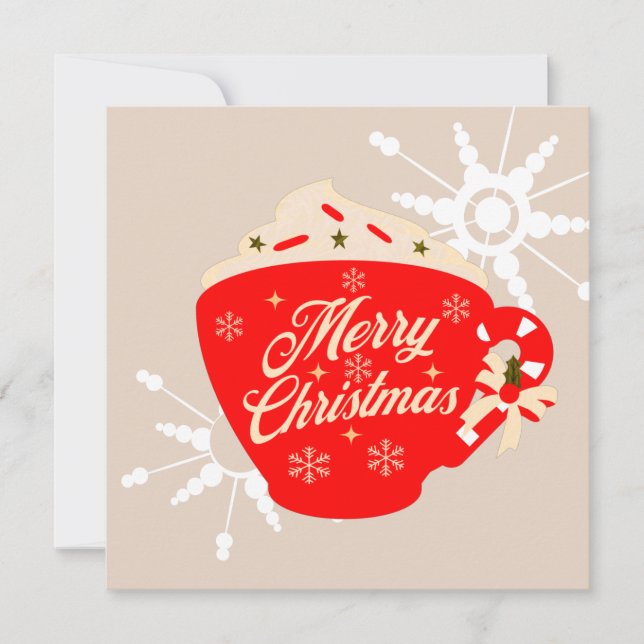 Cartão de Floco de Neve Marrom com Feliz Natal (Frente)