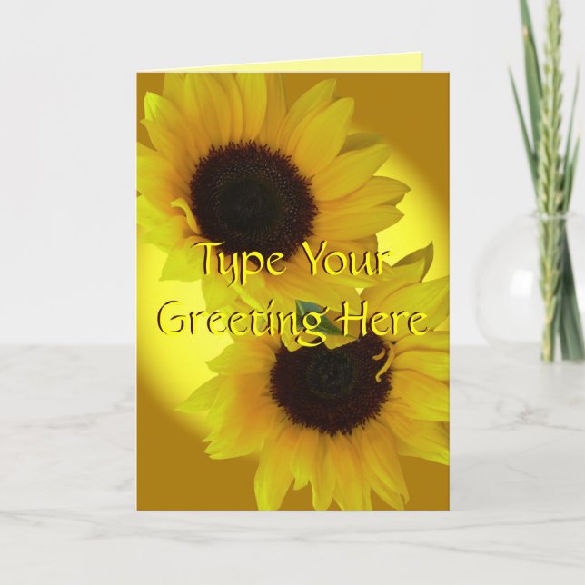 Cartão de Flor Amarelo de Girassol Personalizado (Frente)