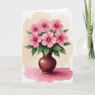 Cartão de Flor de Água Rosa