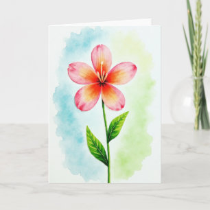 Cartão de Flor de Aquarela com Pontos Coloridos
