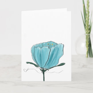 Cartão de Flor de Aquarela Turquesa