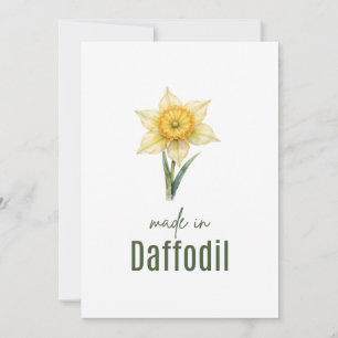 cartão de flor de nascimento de narciso de março e