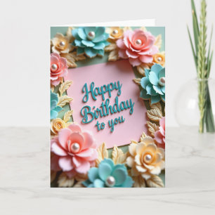 Cartão de Flor de Pérola de Aniversário Doce