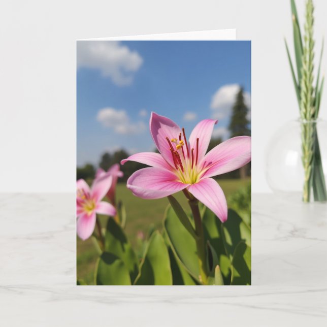 Cartão de Flor de Pétala de Rosa (Frente)