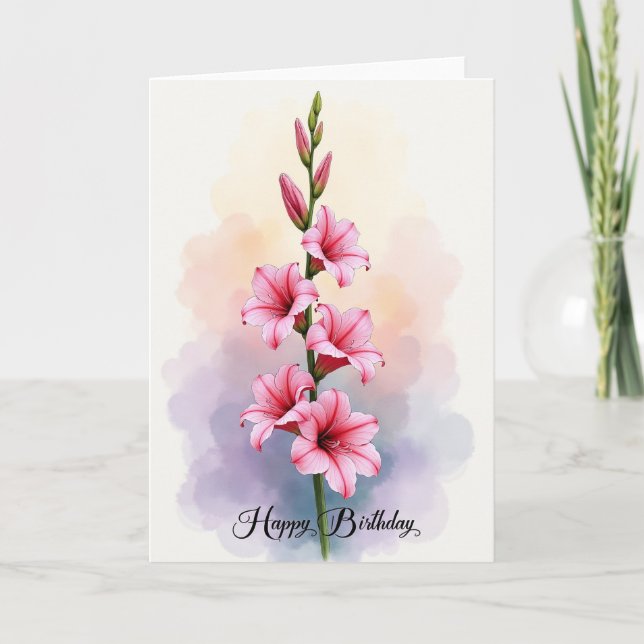 Cartão de Flor de Rosa Alegre (Frente)